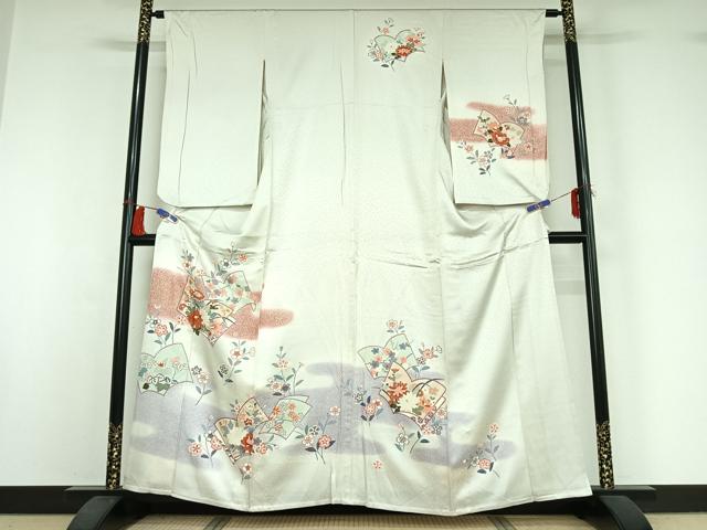 長閑やかさ屋御召しもの▽短い訪問着 単衣 小論文花文 暈し染め 現ナマ彩 正絹 珠玉 AABI2172jh