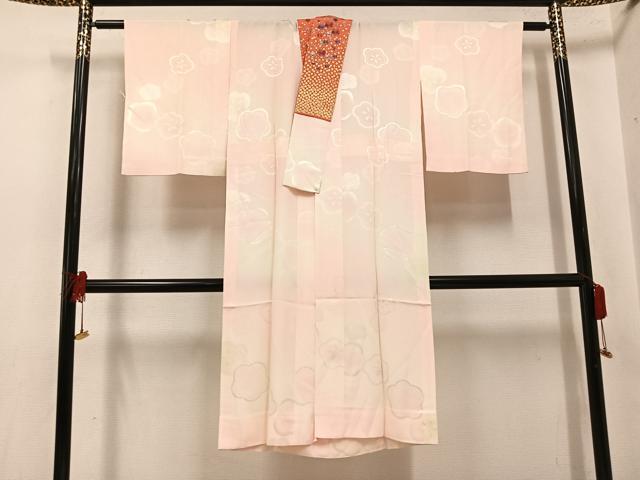 長閑やかさ屋御召しもの●長襦袢 無双仕立てもの 梅地紋 暈し染め 半衿刺しゅう 正絹 珠玉 未当て嵌める AABI3060ph