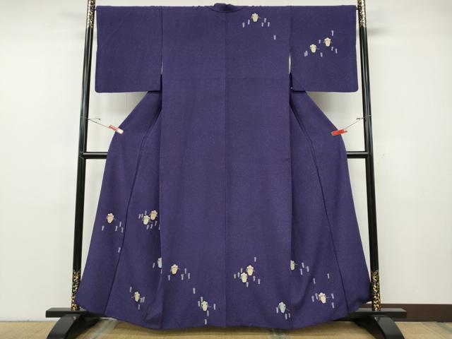 長閑やかさ屋御召しもの●短い訪問着 瀬戸もの花文 正絹 珠玉 CABF3500ut