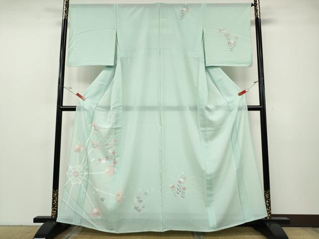 平和屋着物*夏物 訪問着 絽 草花丸文 銀彩 正絹 逸品 CABF3541ut|平和屋
