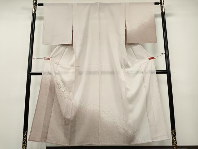 長閑やかさ屋御召しもの＊夏物 短い訪問着 絽 紗 刺しゅう 水流被子植物文 暈し染め 金彩 正絹 珠玉 CABF3551ut
