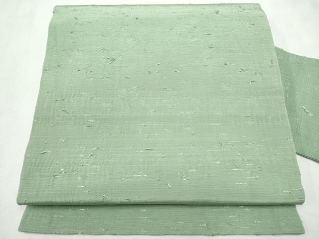 平和屋着物●九寸名古屋帯　髭紬　色無地　山葵色　正絹　逸品　CABF8707hy｜平和屋