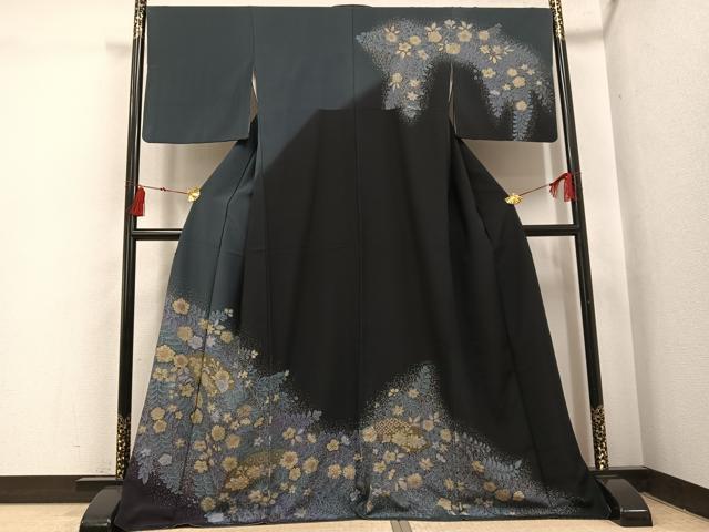 長閑やかさ屋御召しもの●短い訪問着 辻が花 暈し染め 現ナマ彩 正絹 珠玉 AABI3000ph