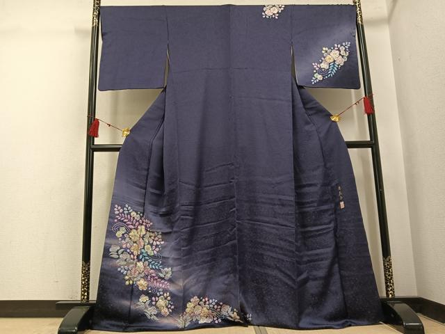 長閑やかさ屋御召しもの●越後十日町の第一級染匠 桐屋・翠山細工場 短い訪問着 辻が花 絞り 暈し染め 金通し地 正絹 珠玉 AABI3001ph