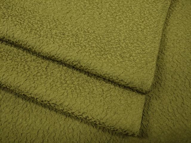 平和屋着物●上質な色無地　霞地紋　鶯色　正絹　逸品　CABF3485ut｜平和屋