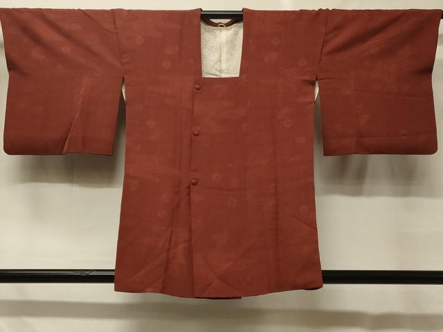 長閑やかさ屋御召しもの＃道行厚地の外套 色無地 エ霞透かし彫り菊地紋 栗梅色 正絹 珠玉 CABF8890インチ