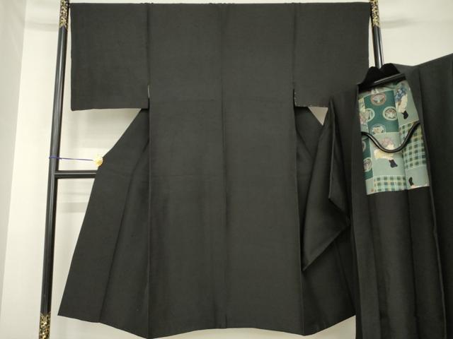 長閑やかさ屋御召しもの●成人男性 紬 合奏団 黒地 正絹 珠玉 AABH3336ck