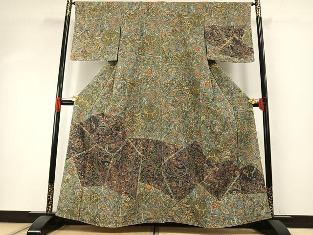 平和屋着物●訪問着　更紗花鳥文　正絹　逸品　未使用　AABH4772fy｜平和屋