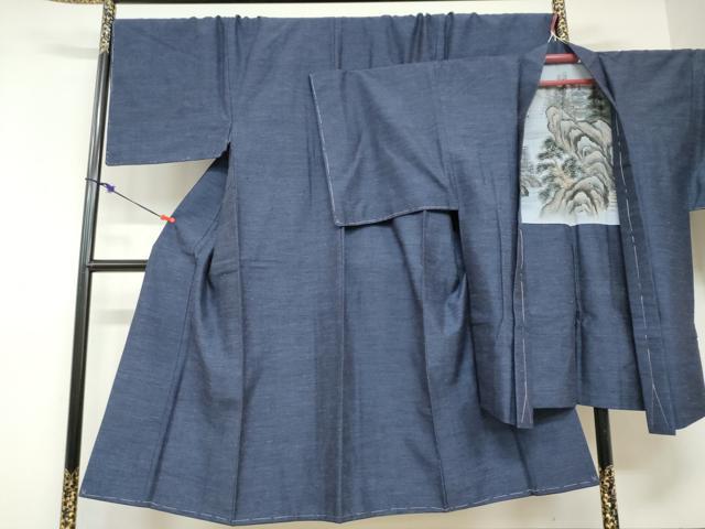 長閑やかさ屋御召しもの●成人男性 結城紬 合奏団 長羽織 杢 キングサイズ 正絹 珠玉 未当てはめる DABD9271ud