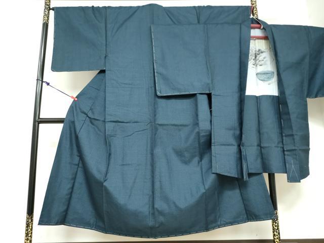 長閑やかさ屋お召しもの●成人男性 紬 合奏団 長羽織 100亀甲 総端っこ 正絹 珠玉 未当て嵌める DABD9341ud