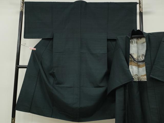 長閑やかさ屋お召しもの●成人男性 紬 合奏団 藍鉄御納戸 正絹 珠玉 CABE6954ut
