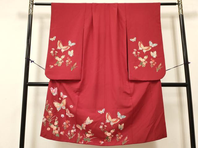 長閑やかさ屋お召しもの[]七五三 御姉さん ７歳 祝着 四つ身 花蝶文 金彩 DABC5290ma