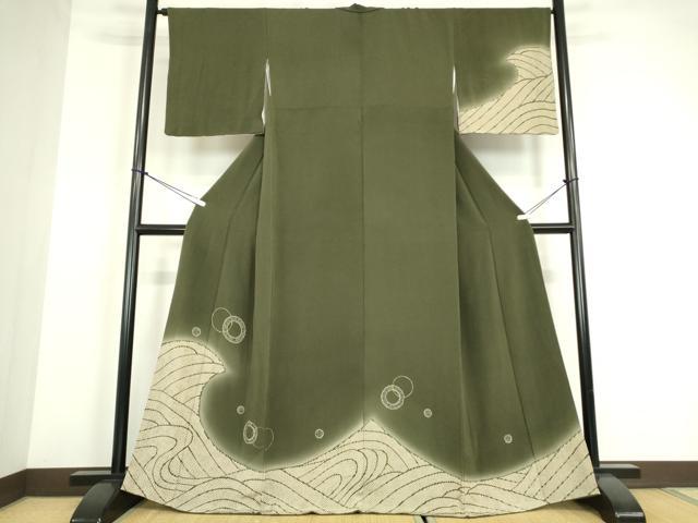 平和屋着物●訪問着　立波文　暈し染め　鬼しぼ縮緬　金彩　正絹　逸品　DABE4009az｜平和屋