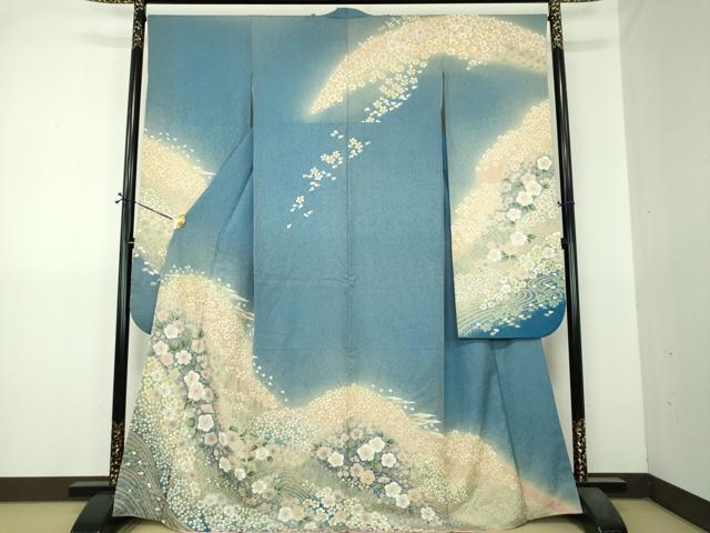 平和屋着物●豪華振袖　絞り　辻が花　暈し染め　金彩　銀通し地　正絹　逸品　DABI6239ps｜平和屋