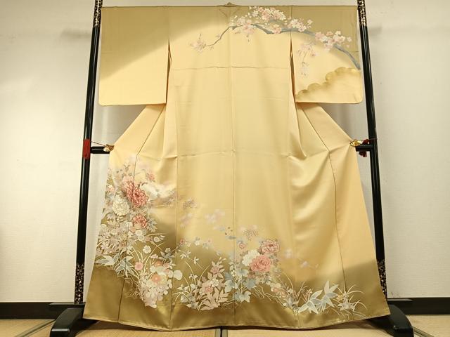平和屋着物●訪問着　駒刺繍　草花文　暈し染め　金彩　正絹　逸品　AABI1725fy｜平和屋 29,575円