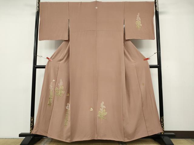長閑やかさ屋御召しもの●本加賀友禅絵描き 金丸修一 短い訪問着 舞蝶花文 正絹 珠玉 CABG5387ut