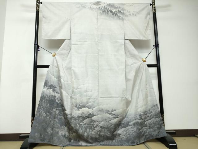 平和屋着物●本場大島紬　白大島　名匠たかし　訪問着　7マルキ　総絣　樹林風景文　さが美扱い　正絹　逸品　未使用　DABI2783ud｜平和屋