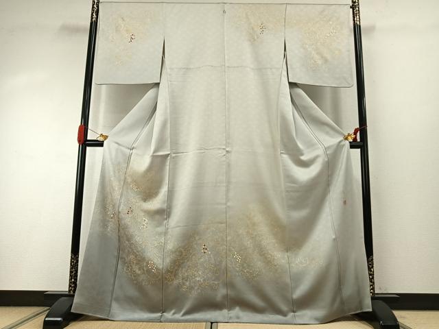 長閑やかさ屋お召しもの●万物の霊長国宝 福田喜三郎 短い訪問着 刺しゅう グレープ唐草文 暈し染め 金糸 金彩 正絹 珠玉 AABI9122fy