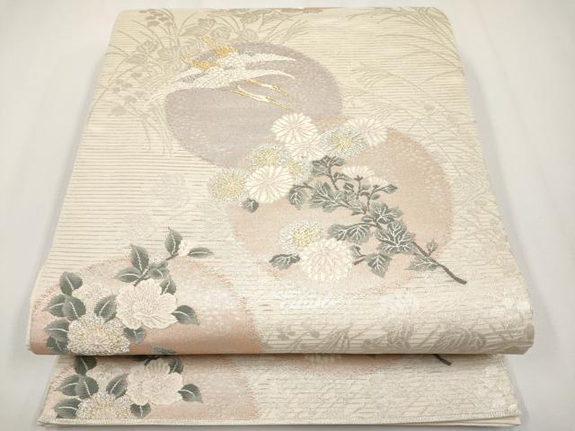 長閑やかさ屋お召しもの＊夏物 六通柄袋帯 唐織 いざ好いたらしい 飛鶴枝花丸文 現ナマ糸 正絹 珠玉 未当て嵌める CABG3520tx