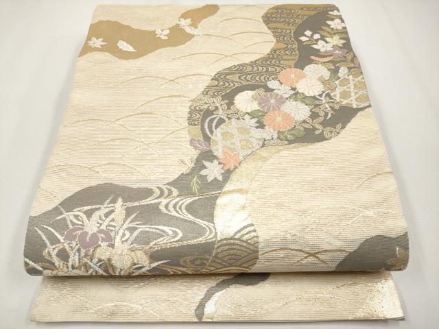 長閑やかさ屋御召しもの＊夏物 六通柄袋帯 道長花籠文 現ナマ糸 正絹 珠玉 CABG3522tx