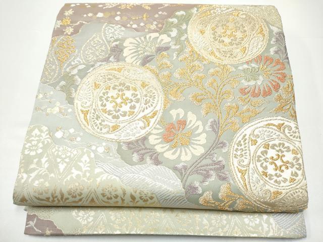 長閑やかさ屋御召しもの●六通柄袋帯 花唐草文 金糸 正絹 珠玉 CABG9146hy