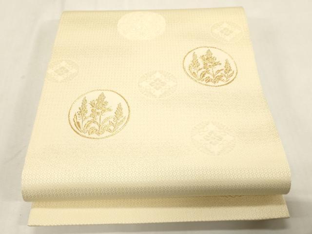 長閑やかさ屋御召しもの●六通柄袋帯 正倉院花文 金糸 正絹 珠玉 未当て嵌める CABG9358dy