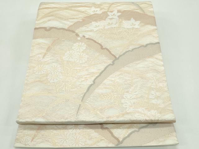 長閑やかさ屋御召しもの＊夏物 六通柄袋帯 雪芝秋草文 金糸 正絹 珠玉 CABG7252rv