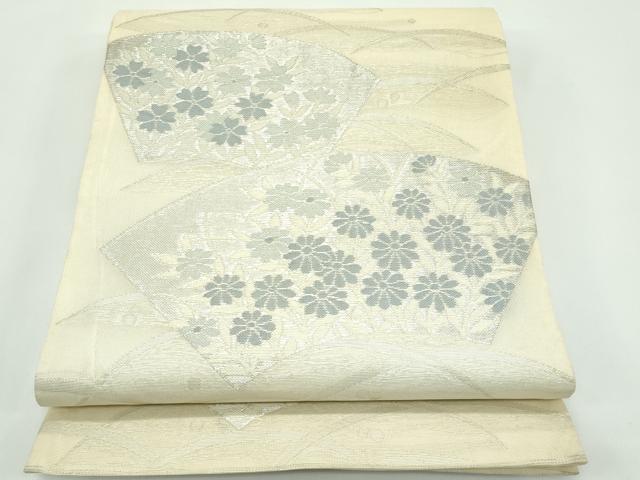 長閑やかさ屋御召しもの＊夏物 六通柄袋帯 露芝西洋紙秋草文 銀糸 正絹 珠玉 CABG7257rv
