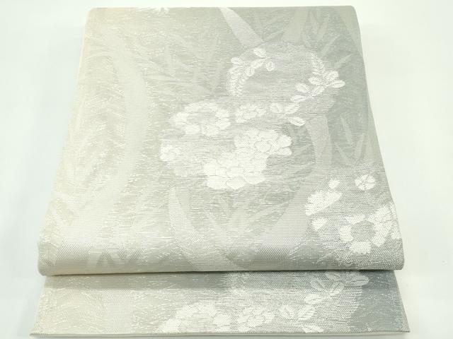 長閑やかさ屋御召しもの＊夏物 六通柄袋帯 雪輪被子植物文 銀糸 正絹 珠玉 未当て嵌める CABG7266rv