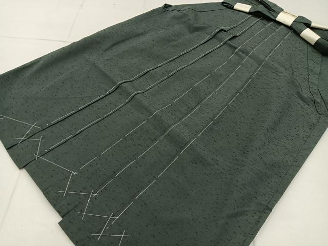 平和屋着物●男性　行灯袴　紬地　色無地　柳煤竹色　正絹　逸品　未使用　BAAX6602hj｜平和屋