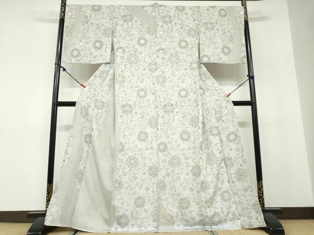 長閑やかさ屋御召しもの●最御膳上等 中国三大刺しゅう スワトウ刺しゅう 汕頭刺繍 総刺しゅう 短い訪問着 御召しもの地 更紗花唐草文 現ナマ糸 正絹 珠玉 DABD9861ud
