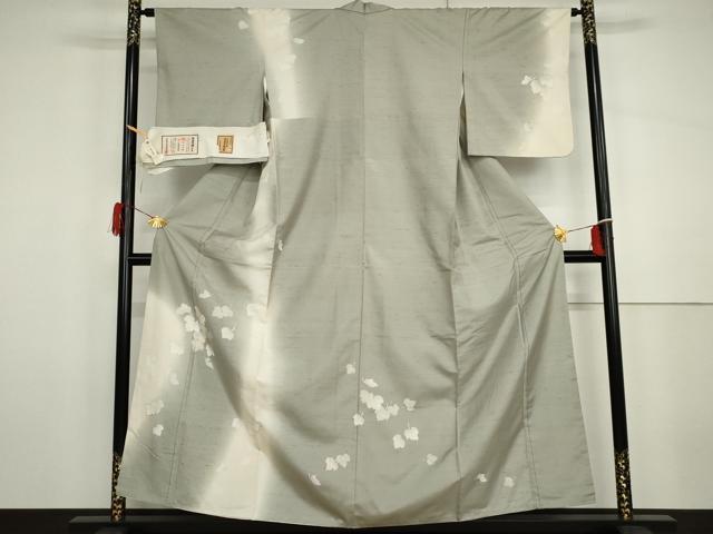 長閑やかさ屋御召しもの●石川県決める無形文化財 牛首紬 白山細工場 手織り 駒刺しゅう 舞花文 金彩 証紙付き添い人 上代75万 正絹 珠玉 AABG9994cs