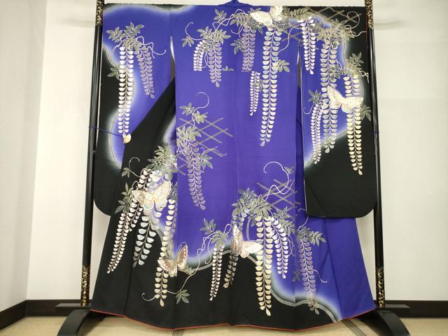 平和屋着物●豪華振袖　駒刺繍　花蝶文　暈し染め　金銀彩　そごう扱い　正絹　逸品　AABI0835ck｜平和屋