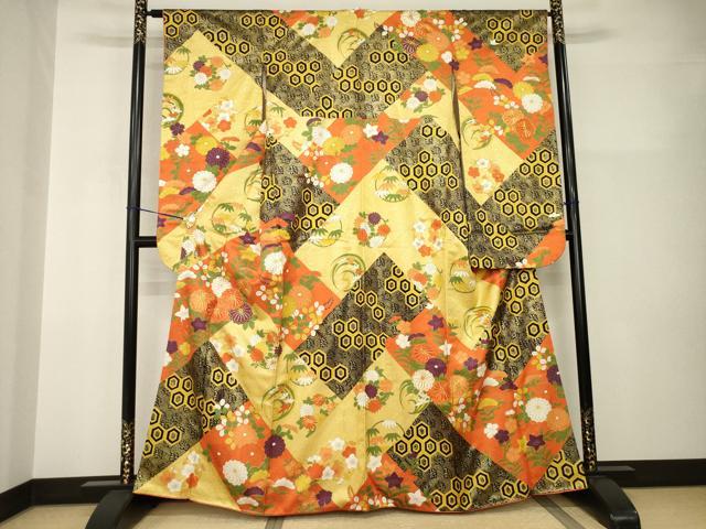 平和屋着物●豪華振袖　駒刺繍　吉祥花文　金彩　正絹　逸品　AABI2402ck｜平和屋