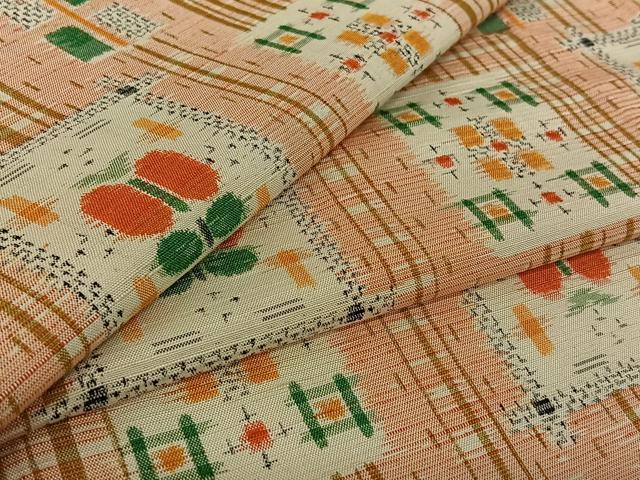 平和屋着物▽上質な紬　単衣　遠州椿　正絹　逸品　AABI6986jh｜平和屋