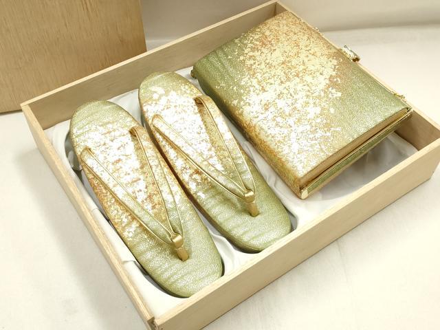 平和屋着物●和装小物　和装バッグ・草履セット　ハンドバッグ　クラッチバッグ　金糸　逸品　AABI2320ay｜平和屋