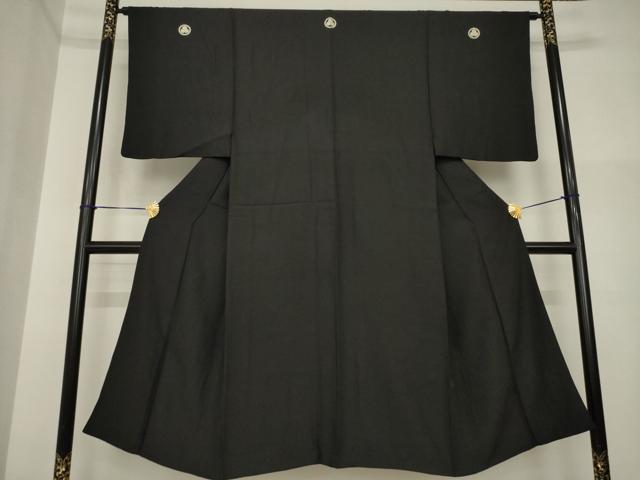 長閑やかさ屋お召しもの●成人男性 黒紋付 正絹 珠玉 AABI5319ck