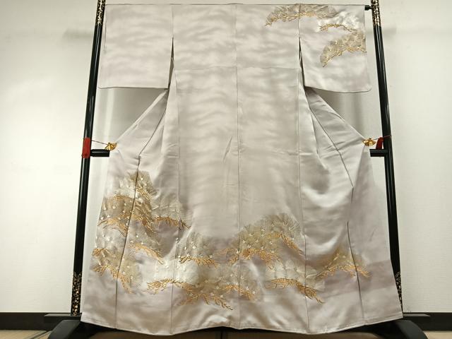 平和屋着物●訪問着　総刺繍　駒刺繍　枝松文　金銀糸　正絹　逸品　AABI1669fy｜平和屋
