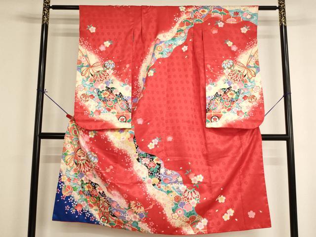 平和屋着物[]七五三　女の子　７歳　祝着　四つ身　花手毬文　暈し染め　金彩　AABI2696ja｜平和屋 15,392円