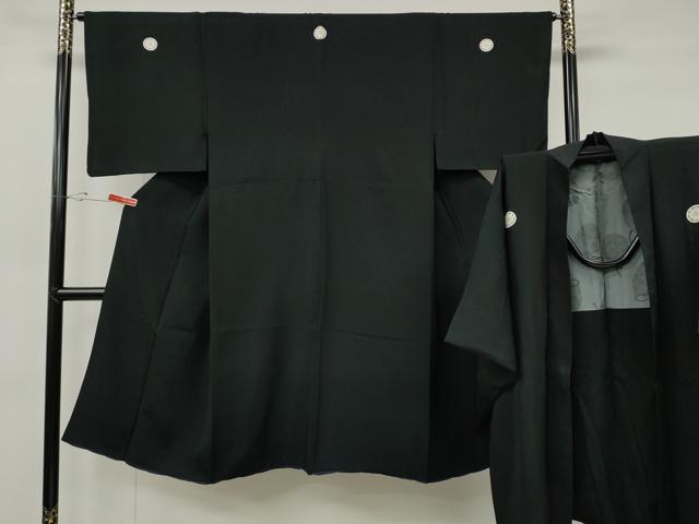 長閑やかさ屋御召しもの●成人男性 黒紋付・羽織書き割り 羽裏：仕覆文 正絹 珠玉 CABG5302ut