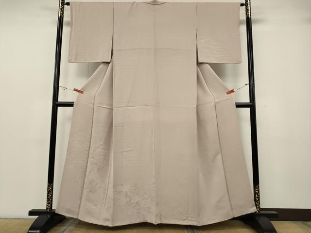 長閑やかさ屋御召しもの●無地絵短い訪問着 立波地紋 灰桜色 正絹 珠玉 CABG5349ut