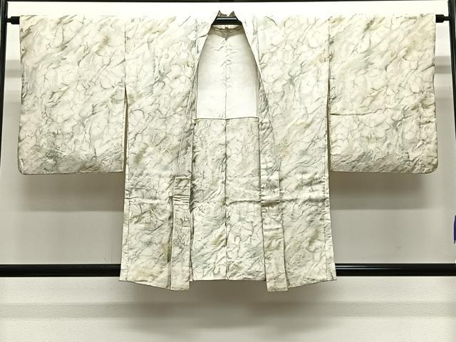 長閑やかさ屋御召しもの＃羽織 寿光織 墨流し文様 金糸 正絹 珠玉 CABE5081ua