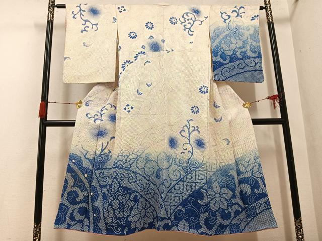 平和屋着物●訪問着 総絞り 花唐草文 暈し染め 正絹 逸品 AABH3001ph|平和屋