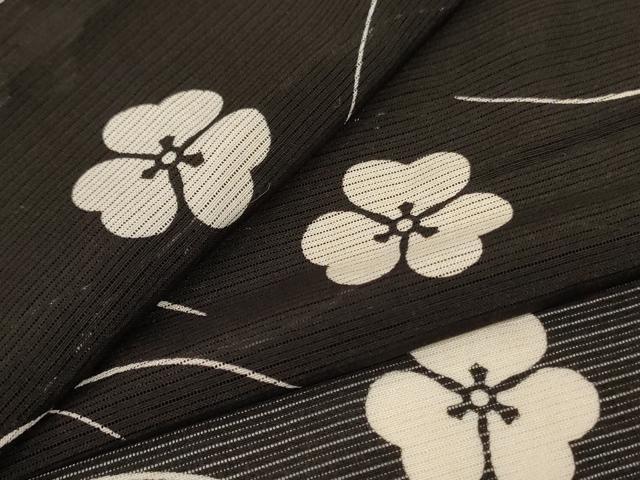 長閑やかさ屋御召しもの＊夏物 小紋 絽 芝花文 正絹 珠玉 AABI0630jd