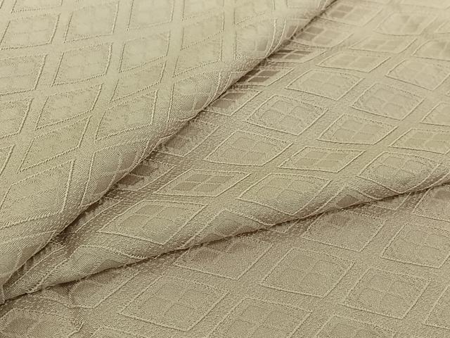 平和屋着物▽上質な色無地　単衣　菱地紋　亜麻色　正絹　逸品　AABI2100jh｜平和屋