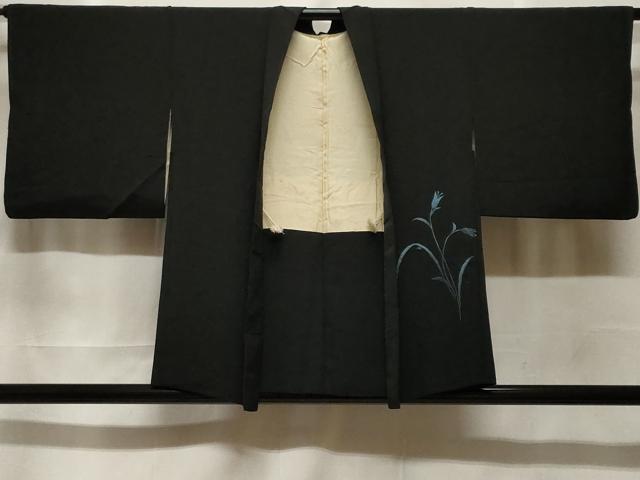 平和屋着物＃羽織　総刺繍　草花文　黒地　正絹　逸品　CABF3971ev｜平和屋