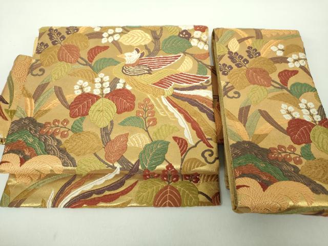 平和屋着物●西陣　坂下織物謹製　つけ帯　唐織　鳳凰花文　金糸　正絹　逸品　DABE5340ps｜平和屋