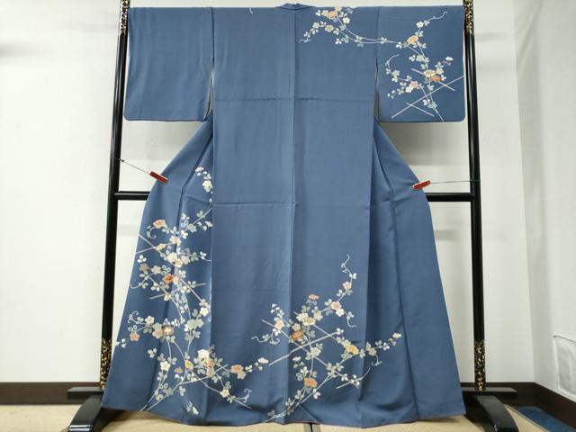 長閑やかさ屋お召しもの●築き上げる460年・千總 短い訪問着 竹垣名取り草花文 金彩 正絹 珠玉 CABG0174yc