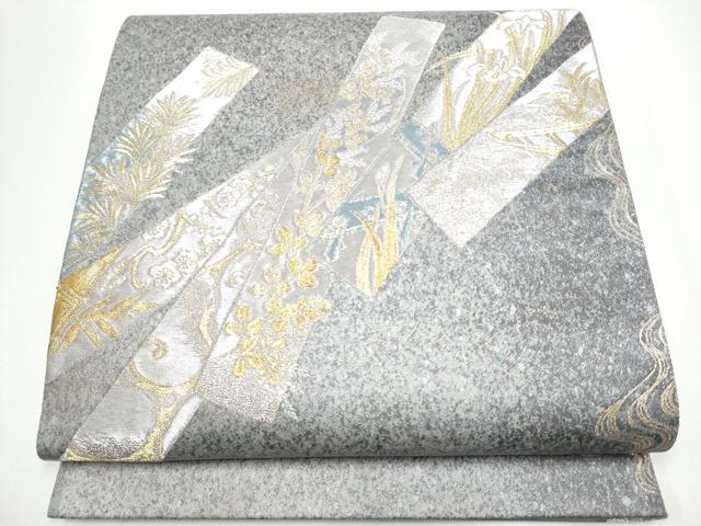 長閑やかさ屋御召しもの●六通柄袋帯 短冊顕花植物文 現ナマ糸 正絹 珠玉 CABG6056hy