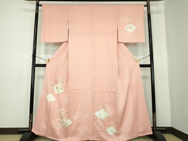 長閑やかさ屋御召しもの●打ち立てる460年・千總 短い訪問着 刺しゅう 絞り 吉祥花菱文 金彩 高島屋取りまわし 正絹 珠玉 DABE5642ps